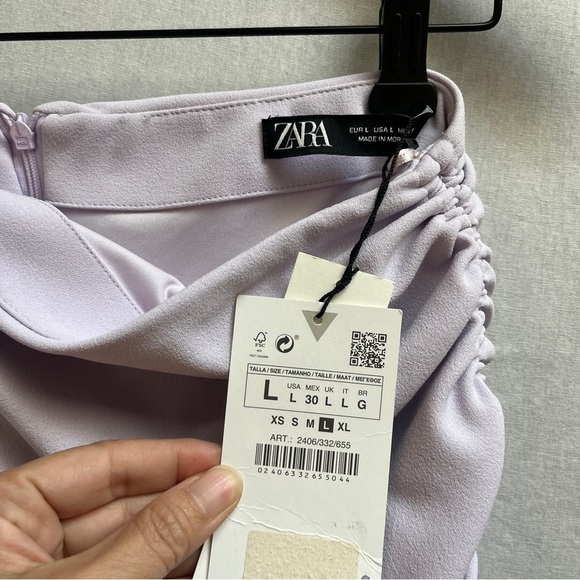 NWT Zara Lavender Ruched Mini Skirt Sz M - Picture 5 of 8